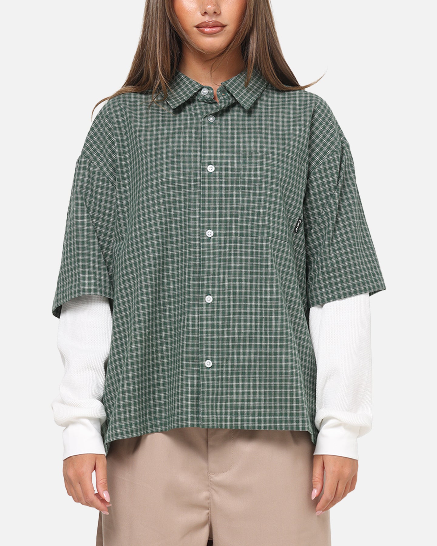 Carre Archive Layered Shirt Green Plaid