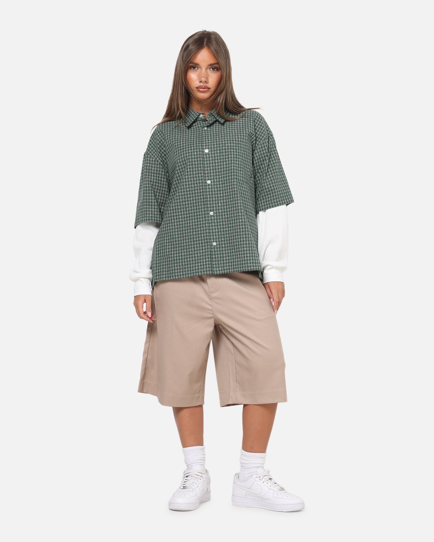Carre Archive Layered Shirt Green Plaid