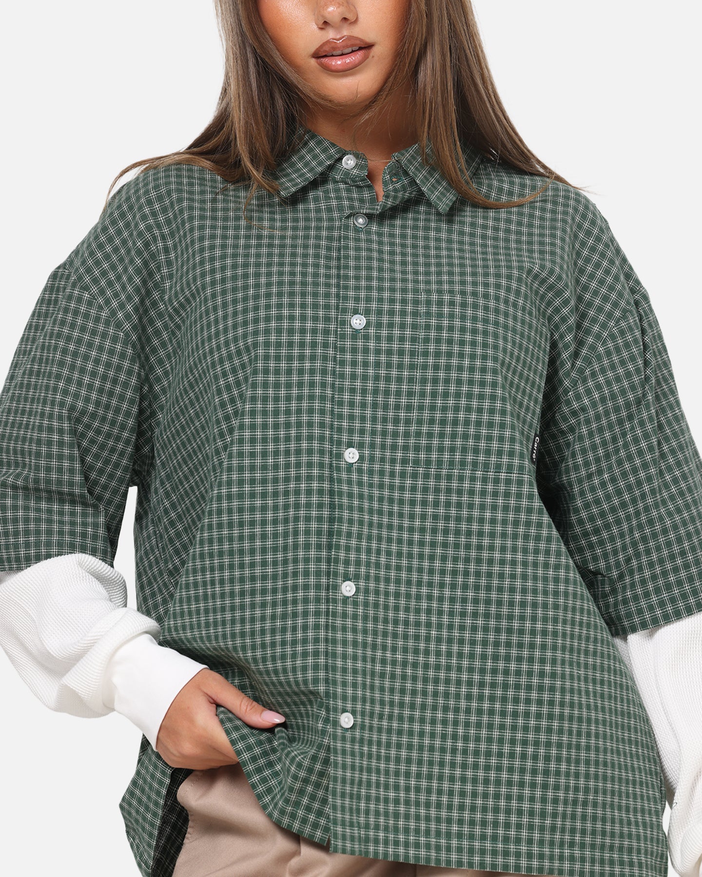 Carre Archive Layered Shirt Green Plaid