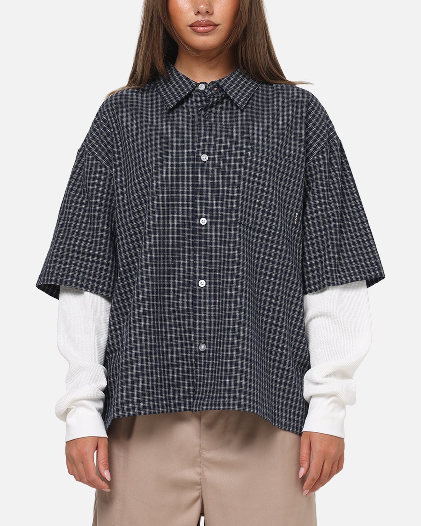 Carre Archive Layered Shirt Navy Plaid