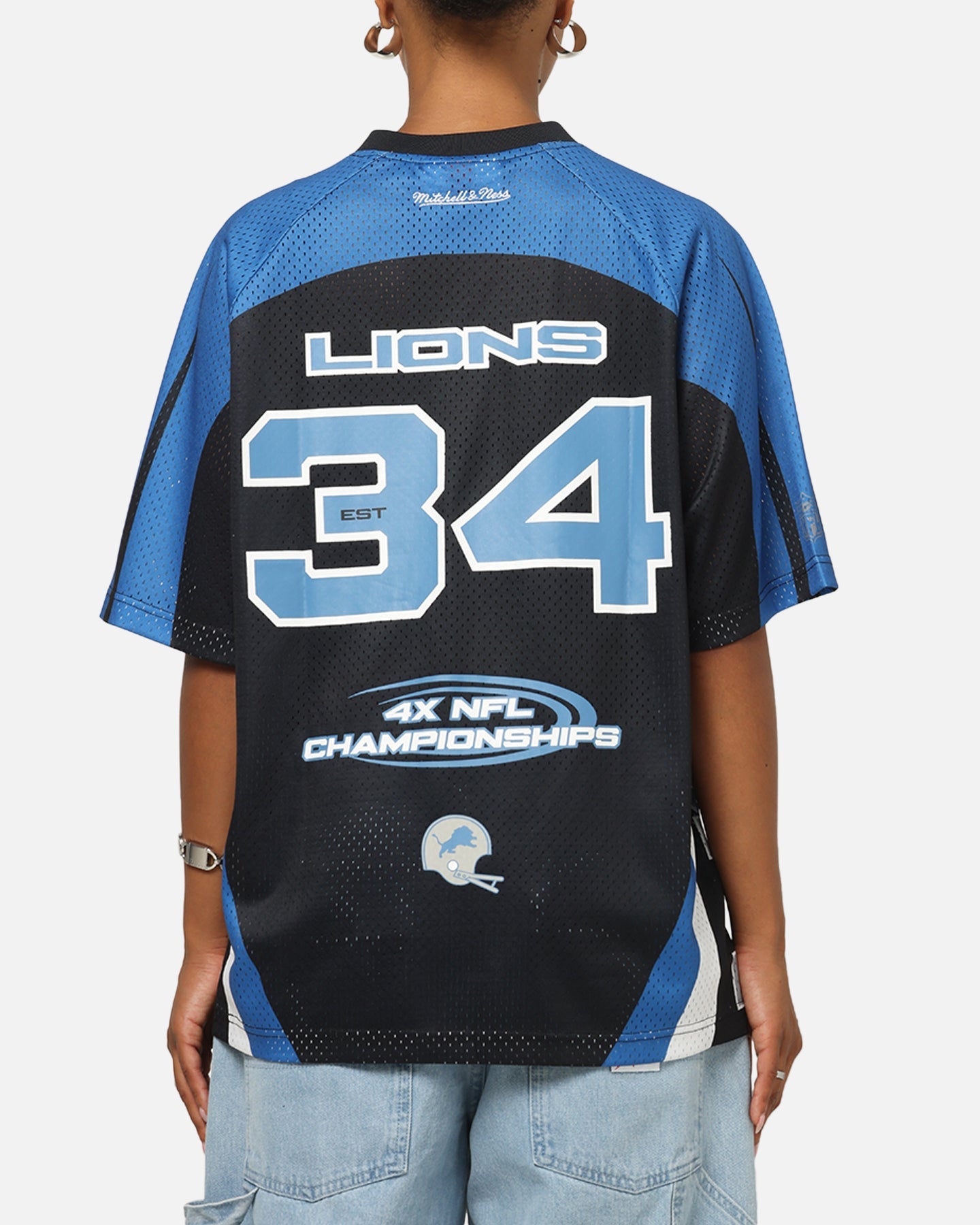 Mitchell & Ness Detroit Lions Warehouse Rave Jersey Black/Blue/White