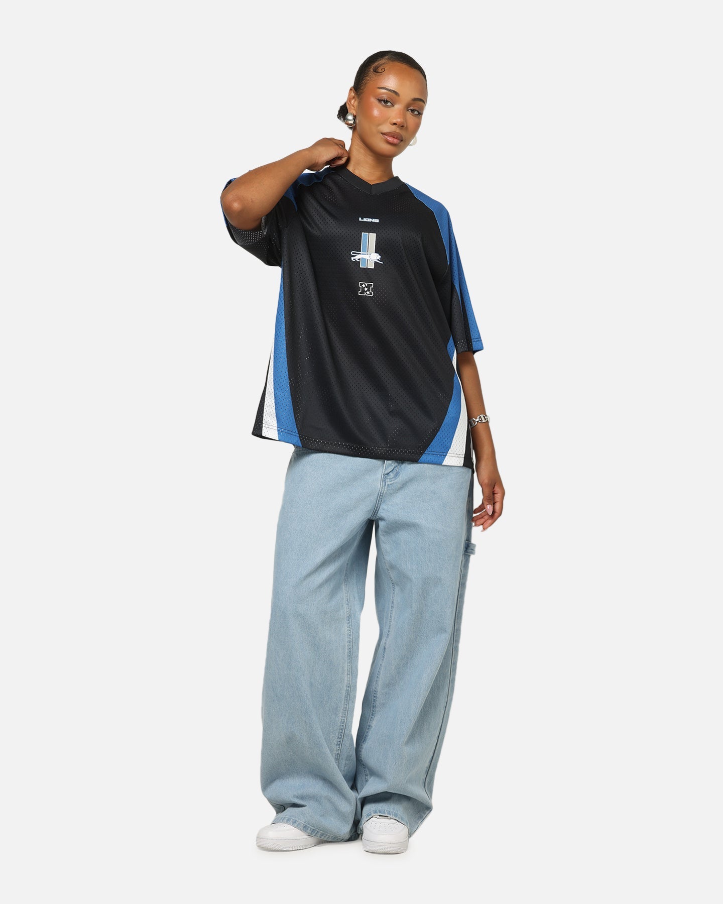 Mitchell & Ness Detroit Lions Warehouse Rave Jersey Black/Blue/White
