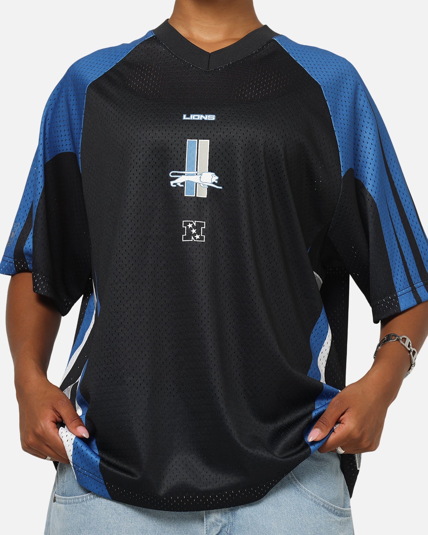 Mitchell & Ness Detroit Lions Warehouse Rave Jersey Black/Blue/White