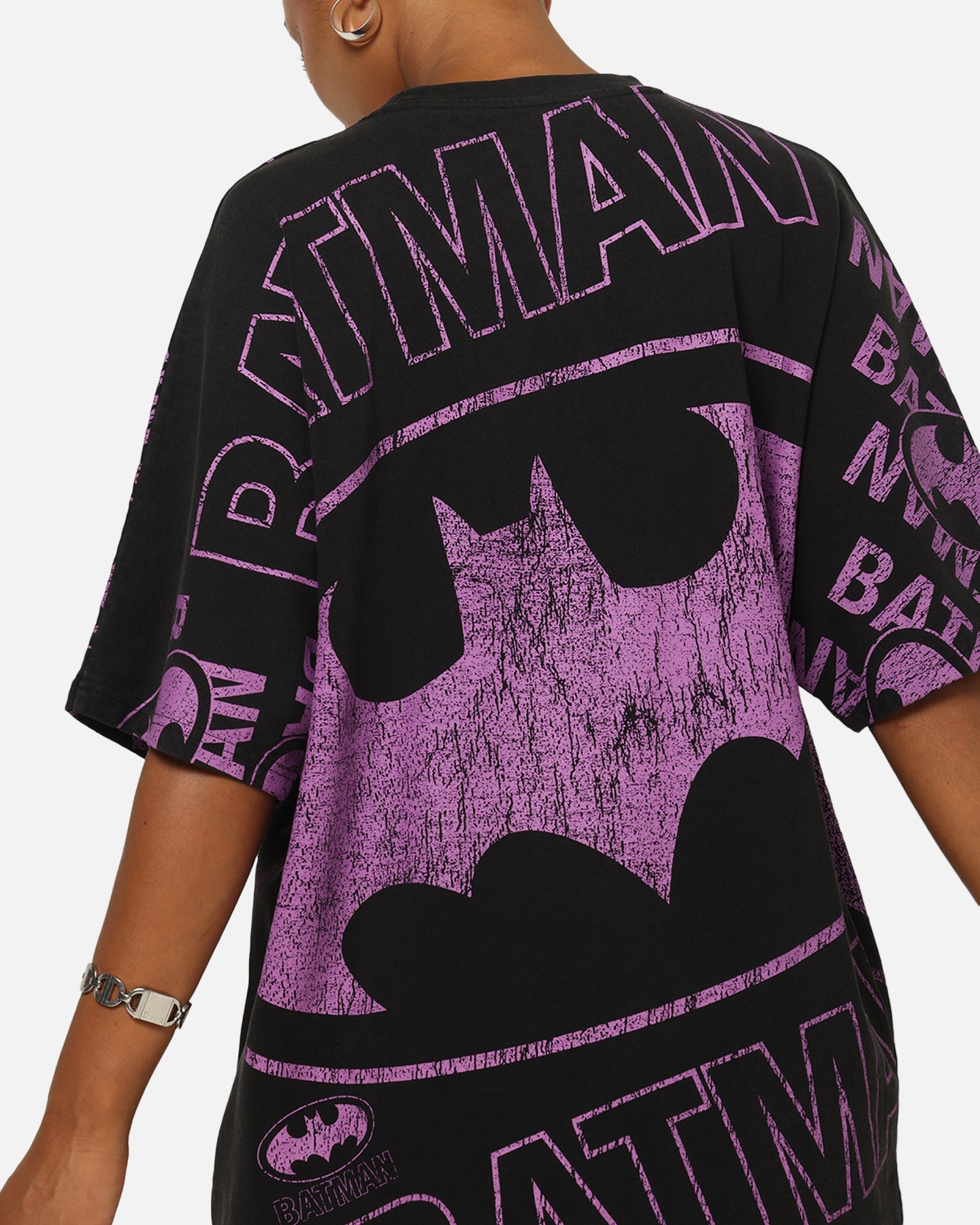 73Studio X DC Batman Logo All Over Print T-Shirt Black Wash