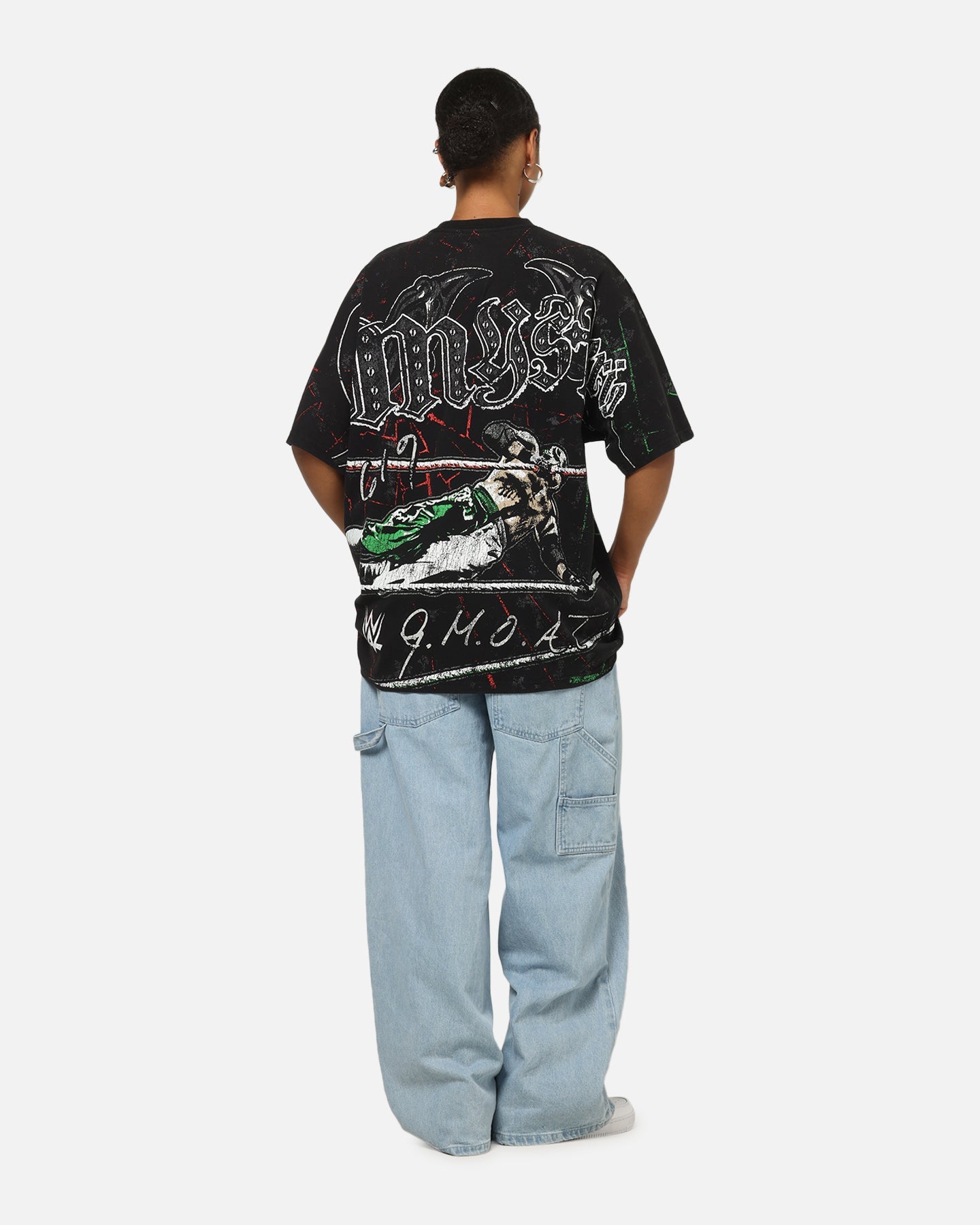 73Studio X WWE 619 All Over Print T-Shirt Black Wash