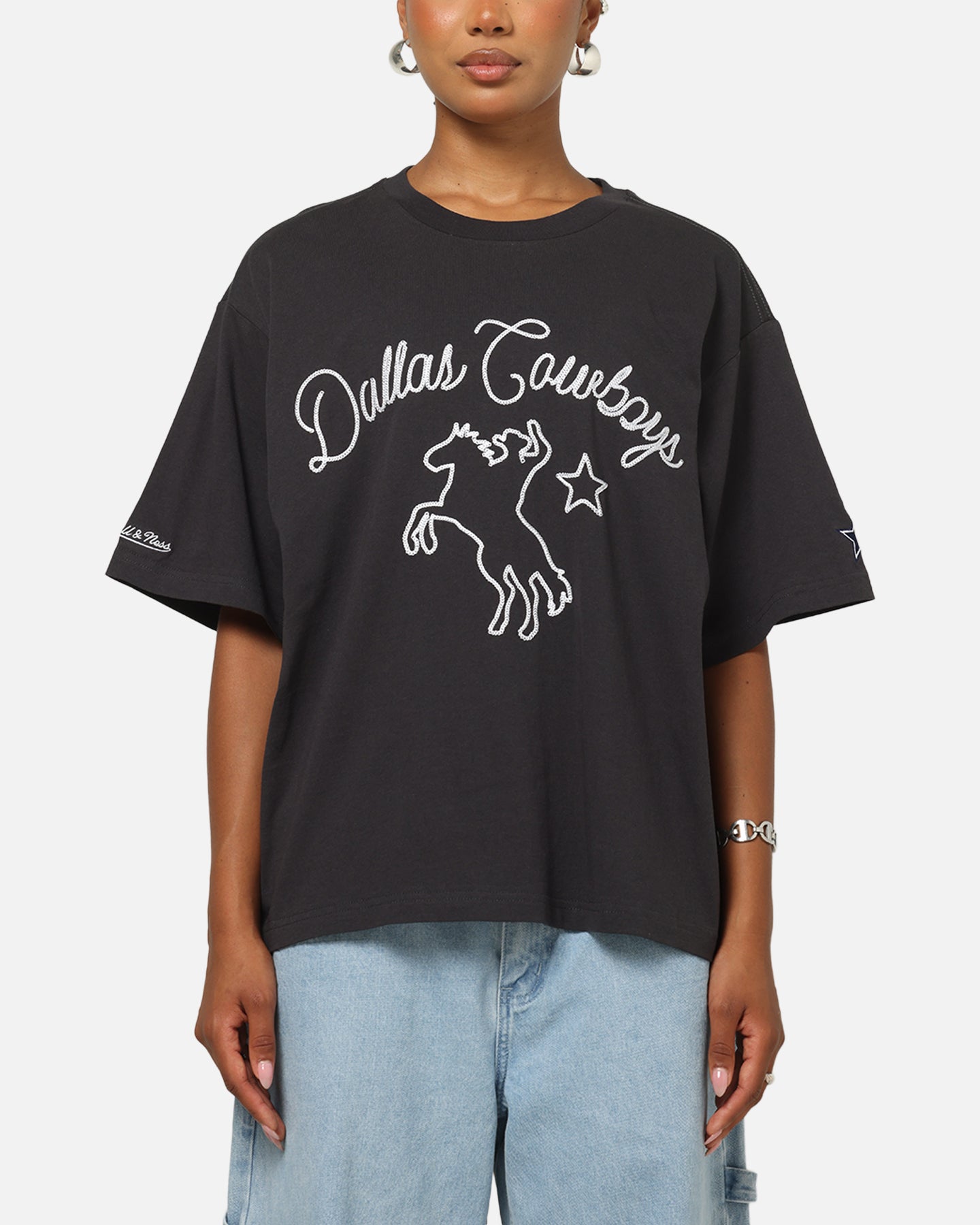 Mitchell & Ness Dallas Cowboys Chainstitch T-Shirt Washed Black