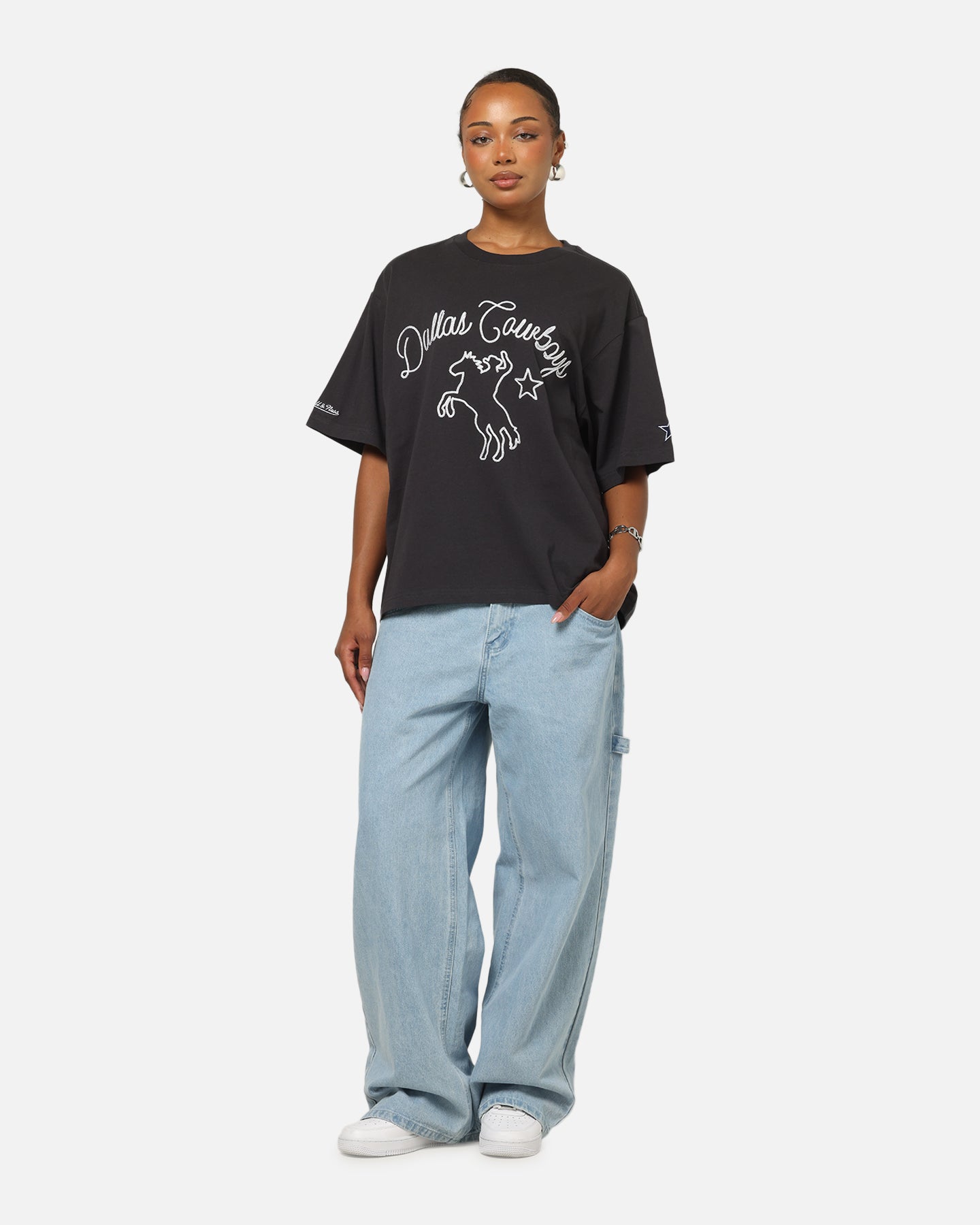 Mitchell & Ness Dallas Cowboys Chainstitch T-Shirt Washed Black
