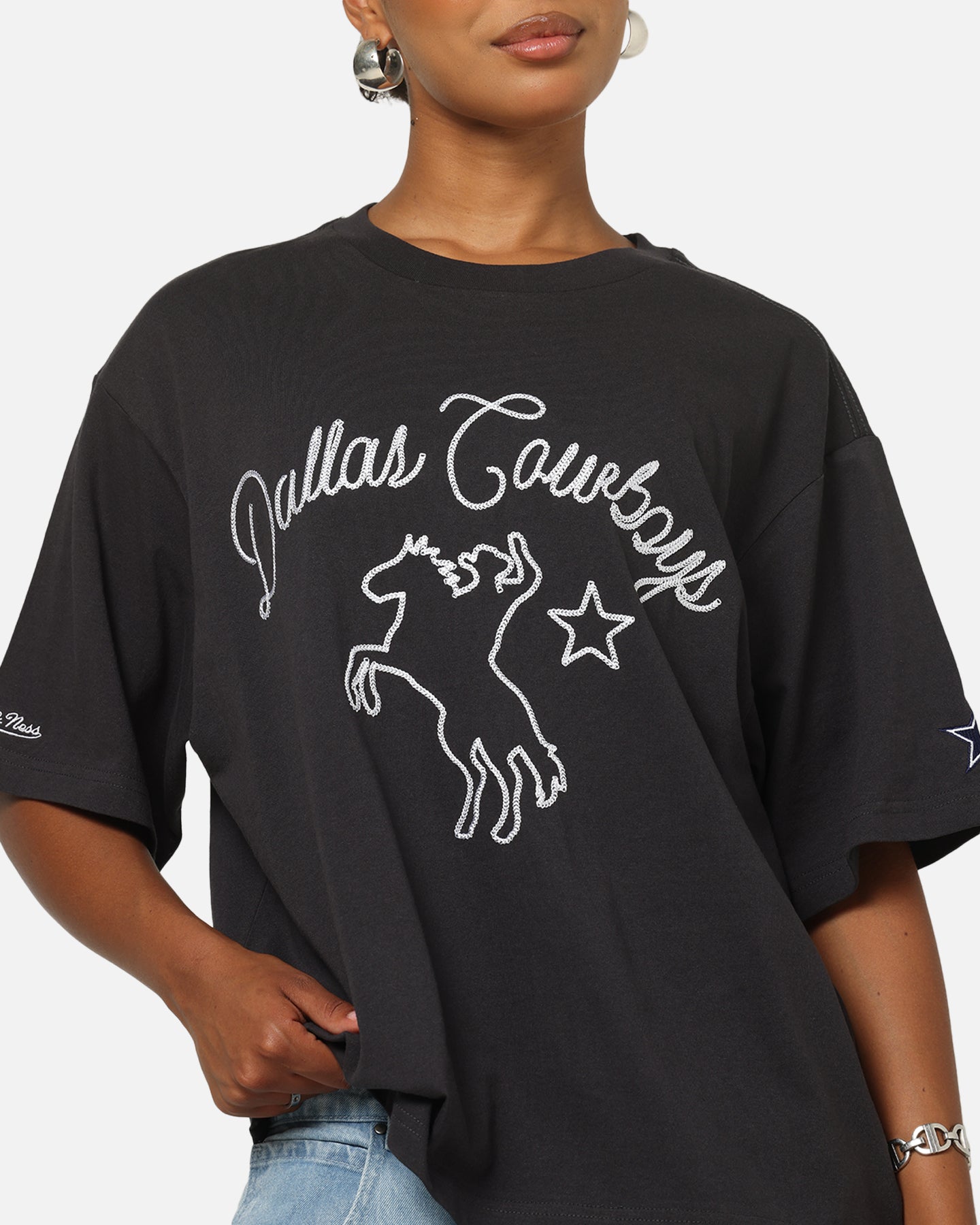 Mitchell & Ness Dallas Cowboys Chainstitch T-Shirt Washed Black