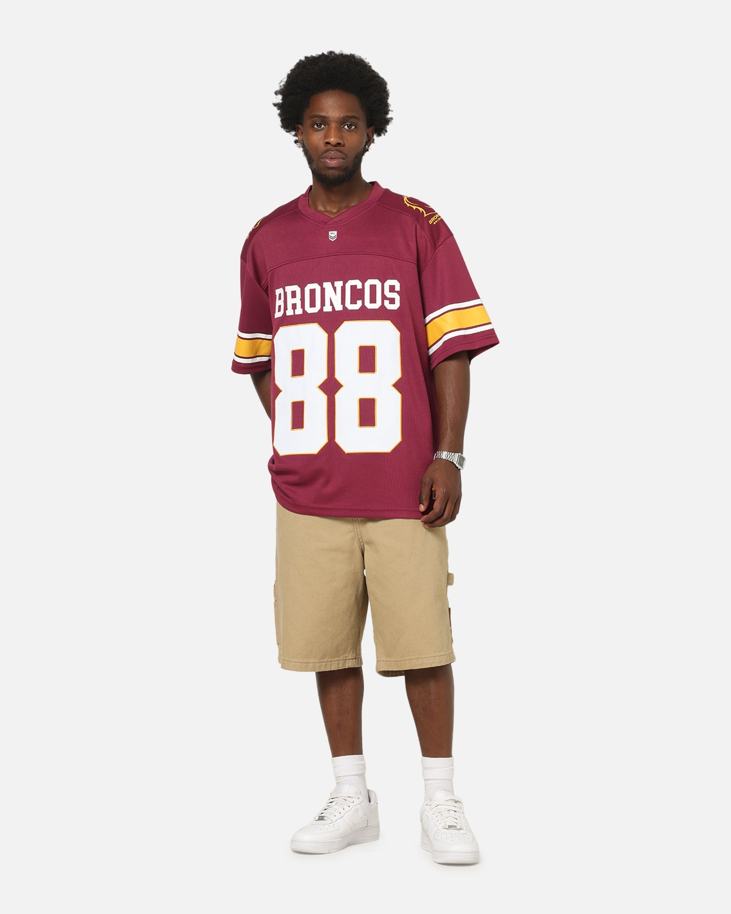 Bleacher Athletic Brisbane Broncos NRL Gridiron Mesh Jersey Official Team Color