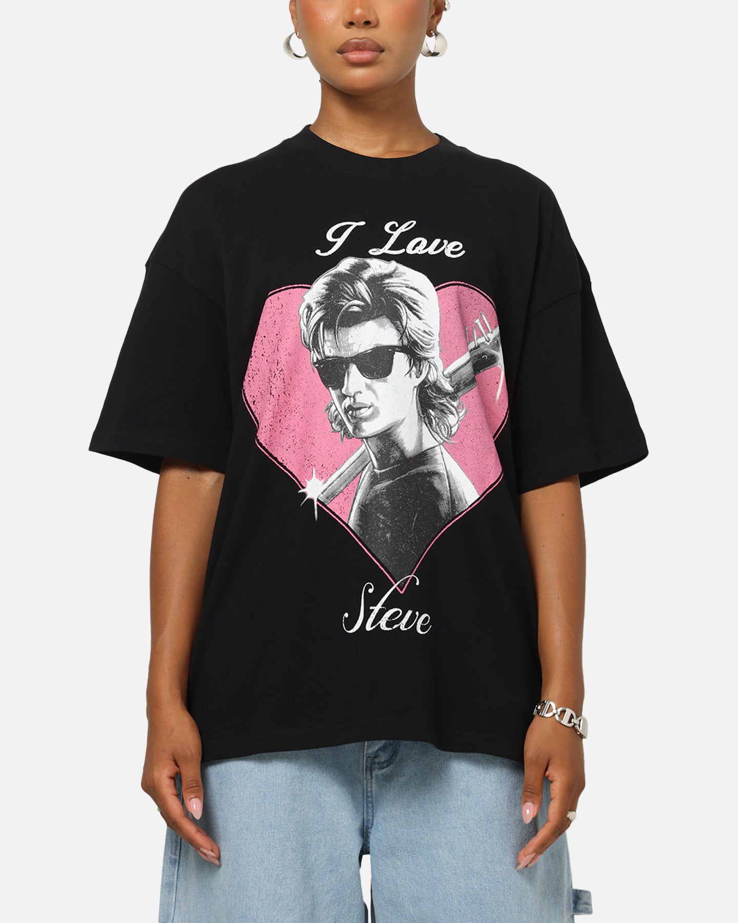 73Studio X Stranger Things I Love Steve Heavy T-Shirt Black