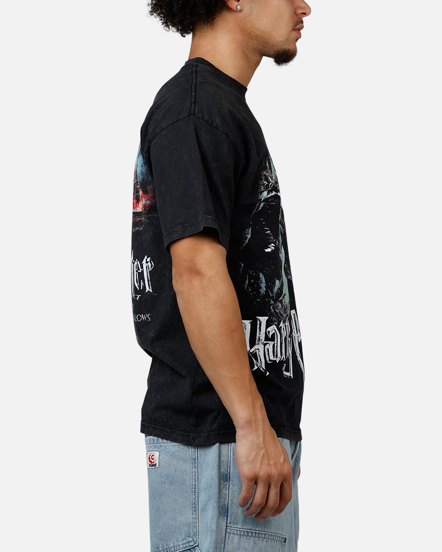 73Studio X Harry Potter '10 Deathly Hallows Vintage T-Shirt Black Acidwash