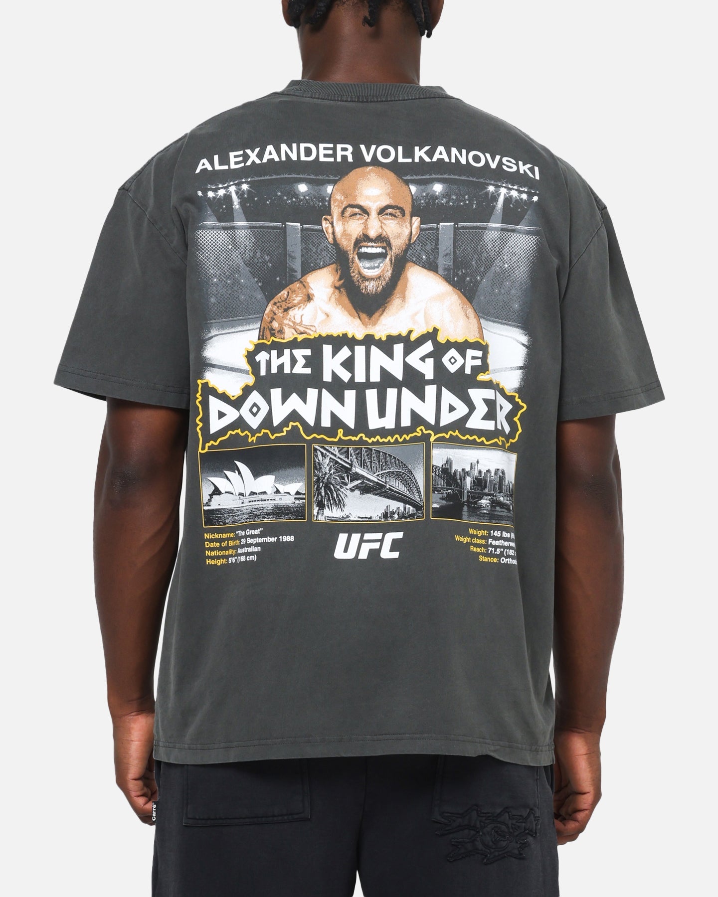 UFC By Culture Kings Alexander Volkanovski Sydney King Down Under Heavy T-Shirt Black Wash