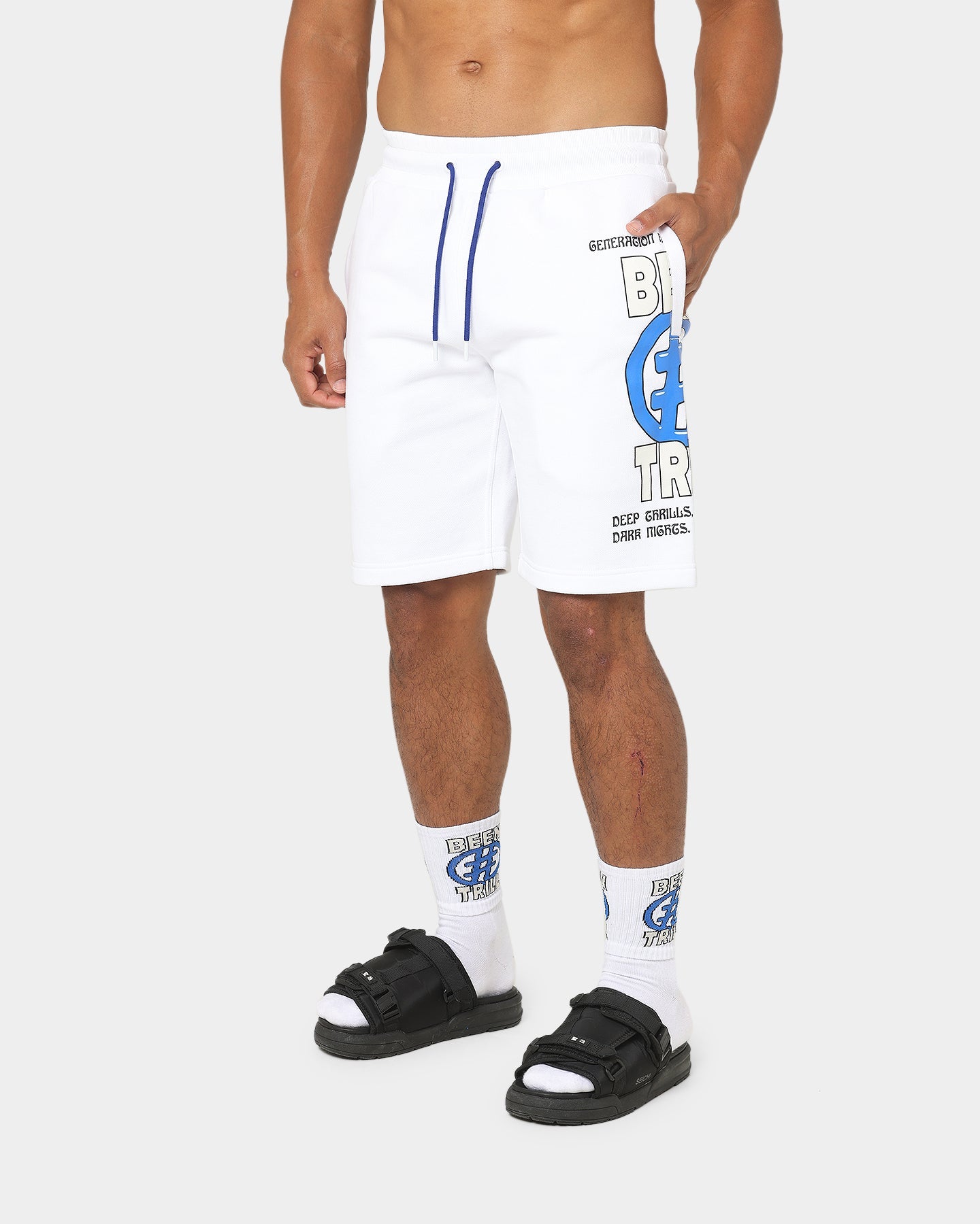 BEENTRILL Deep Thrills Sweat Shorts White