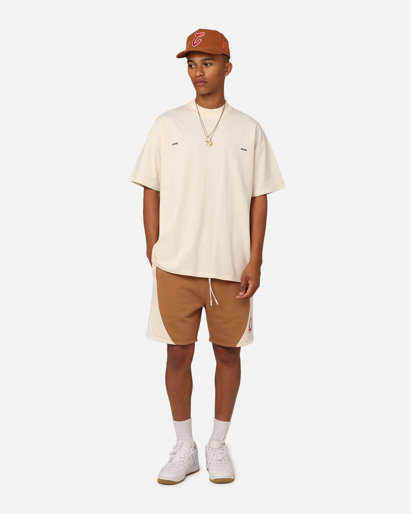 Carre C Star Panelled Shorts Tobacco