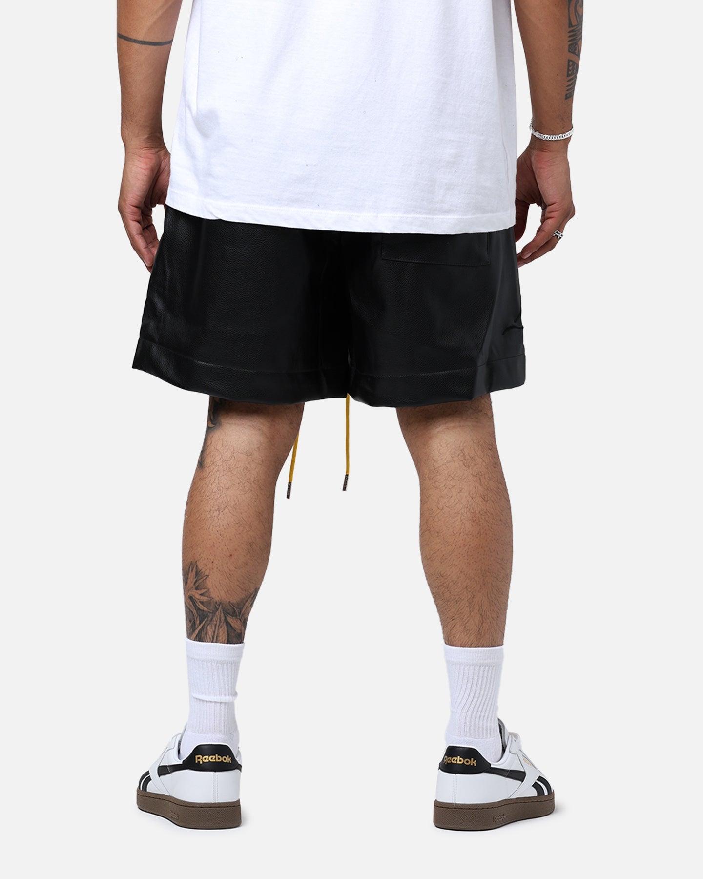 Diet Starts Monday Leather Script Shorts Black