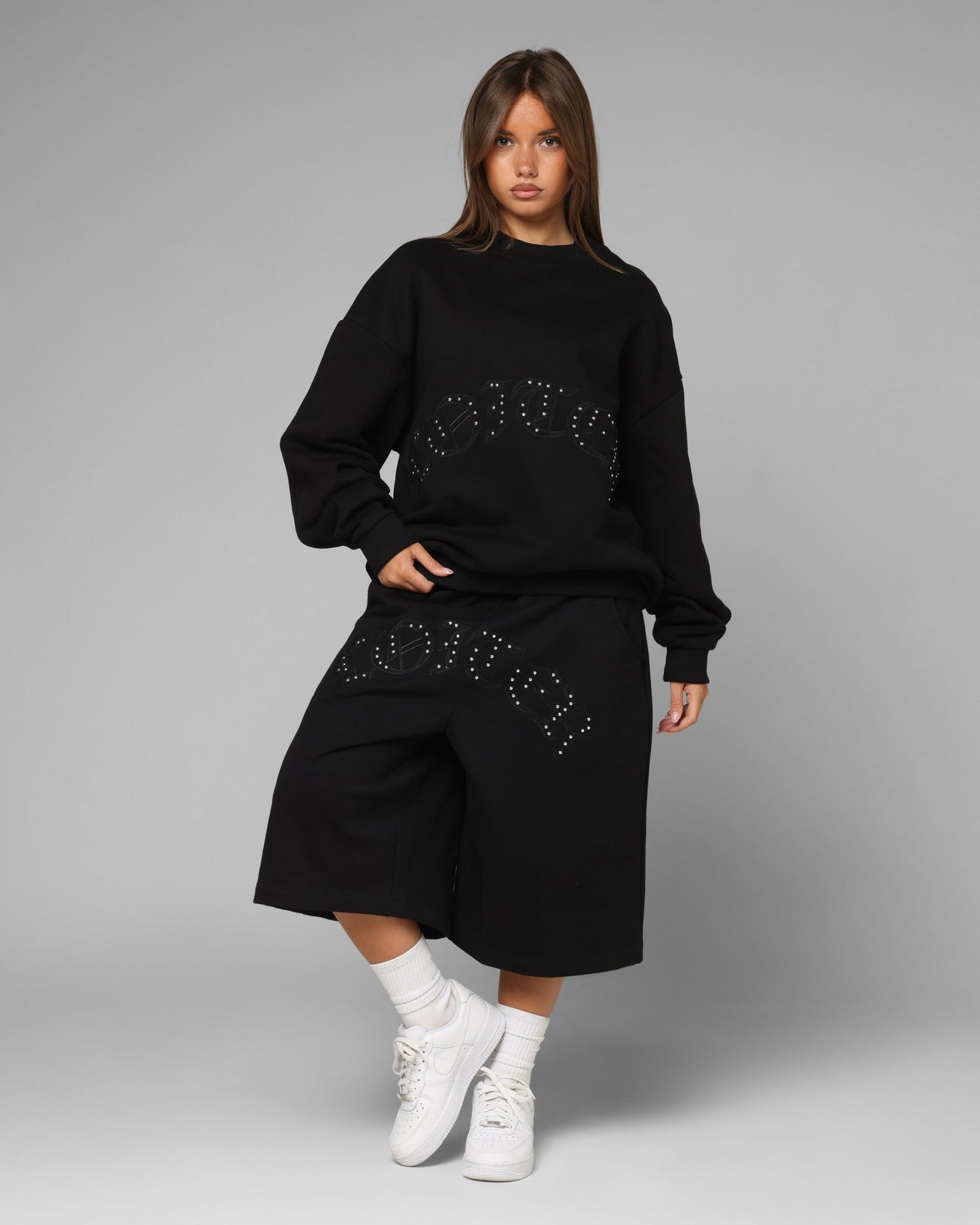 Loiter Destruct Sweat Shorts Black