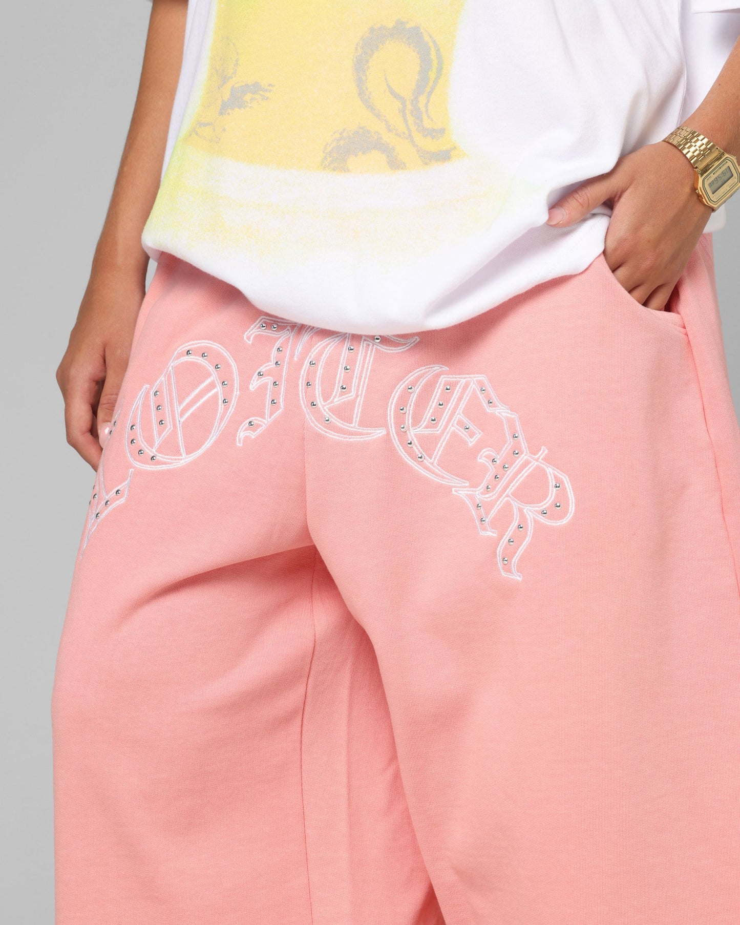 Loiter Destruct Sweat Shorts Pink