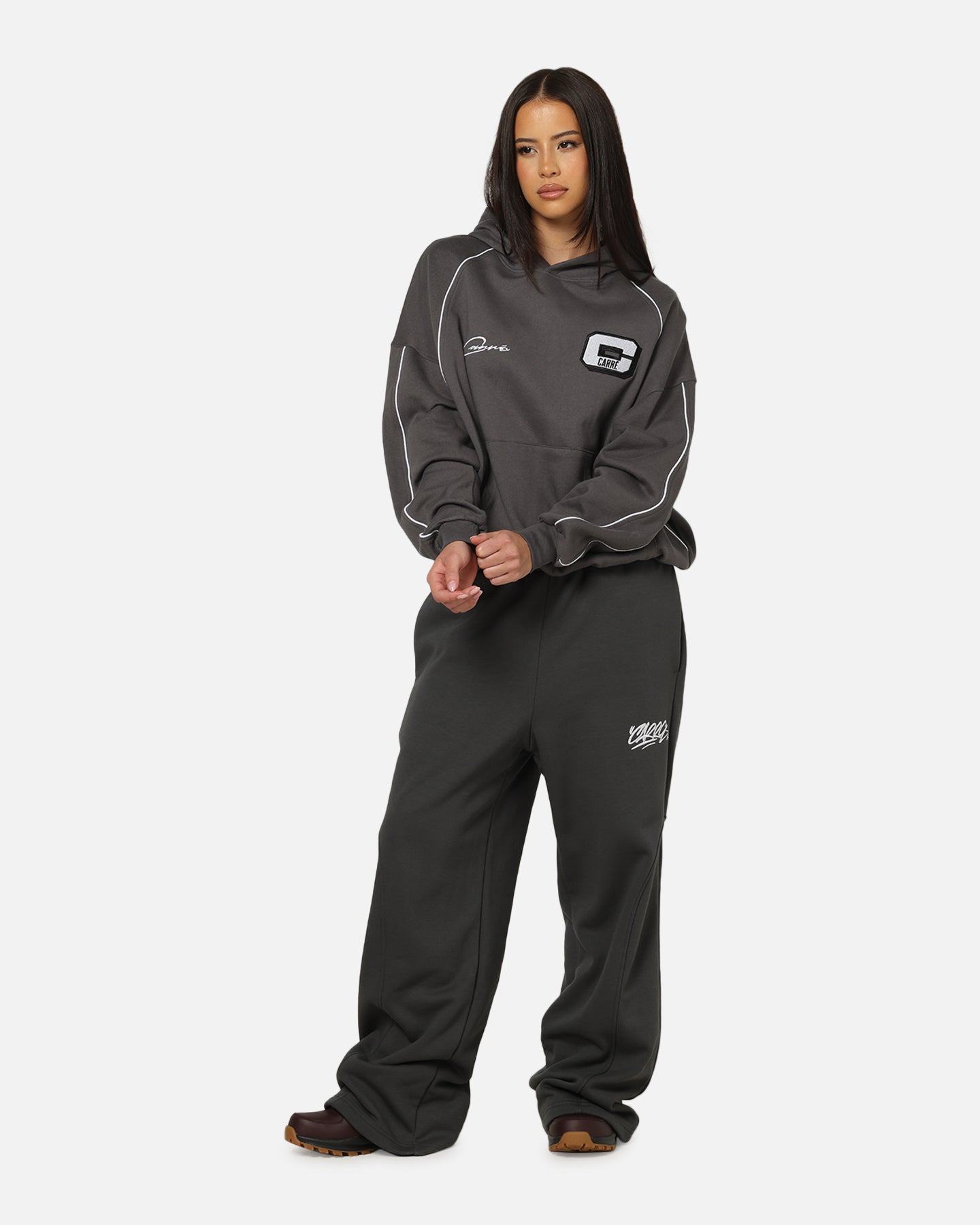 Carre Off Grid Panelled Trackpants Dark Grey