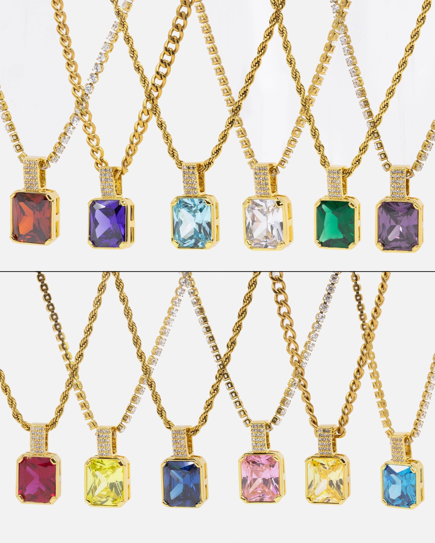 NXS Birthstone Pendant Iced Multi
