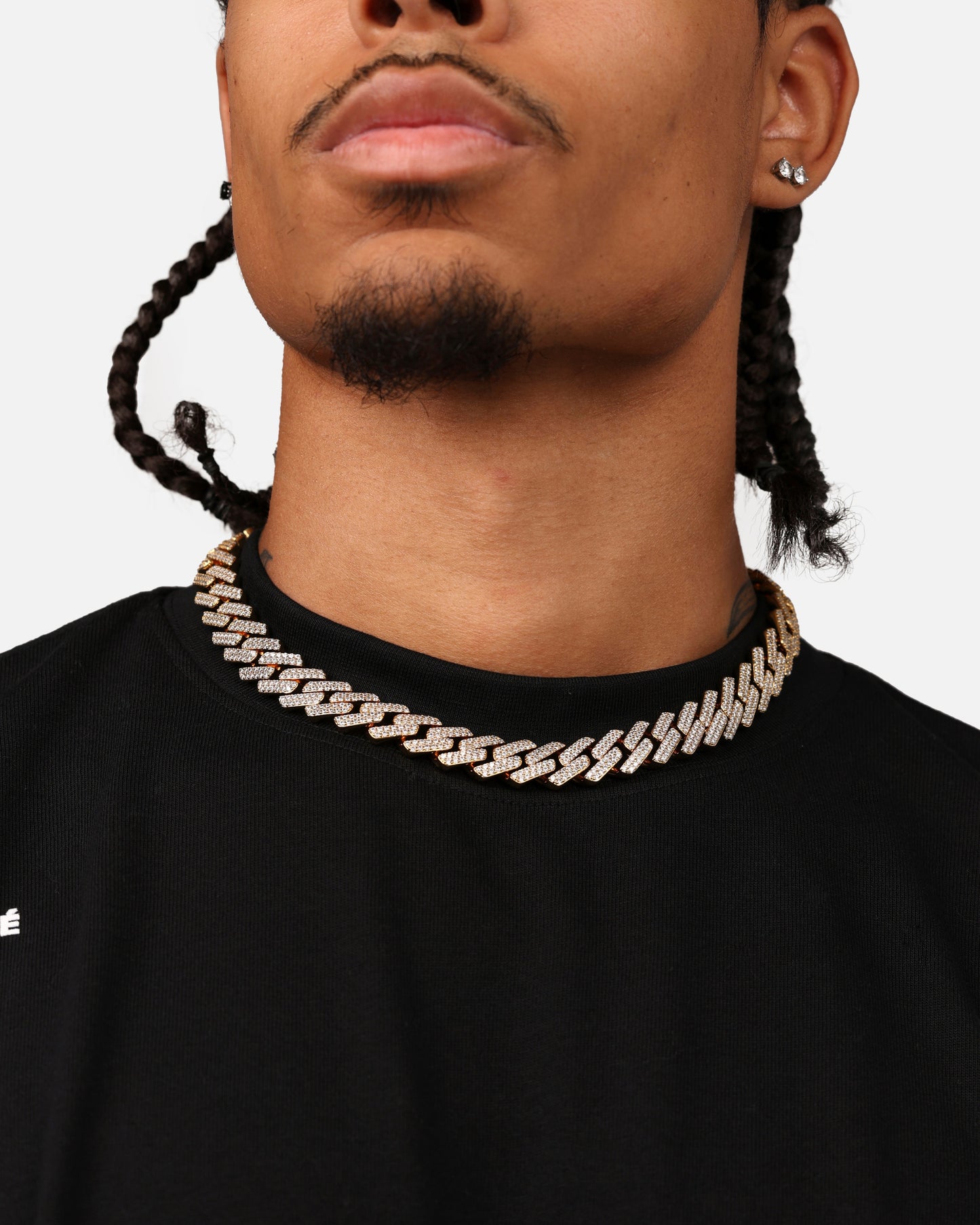 Saint Morta 18" 14mm Iced Interlink Chain Iced Gold
