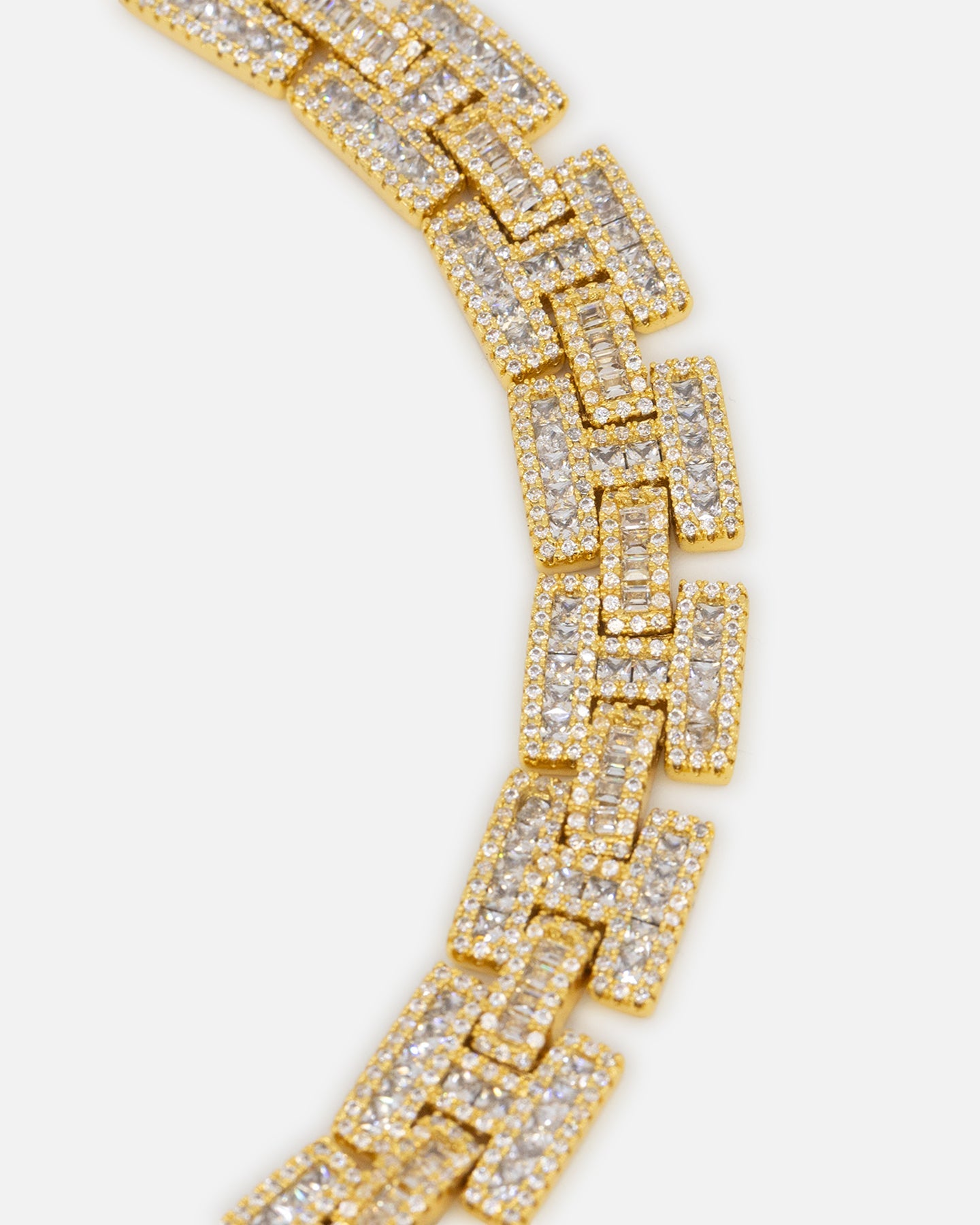 Saint Morta Baguette Interlink Bracelet Iced Gold