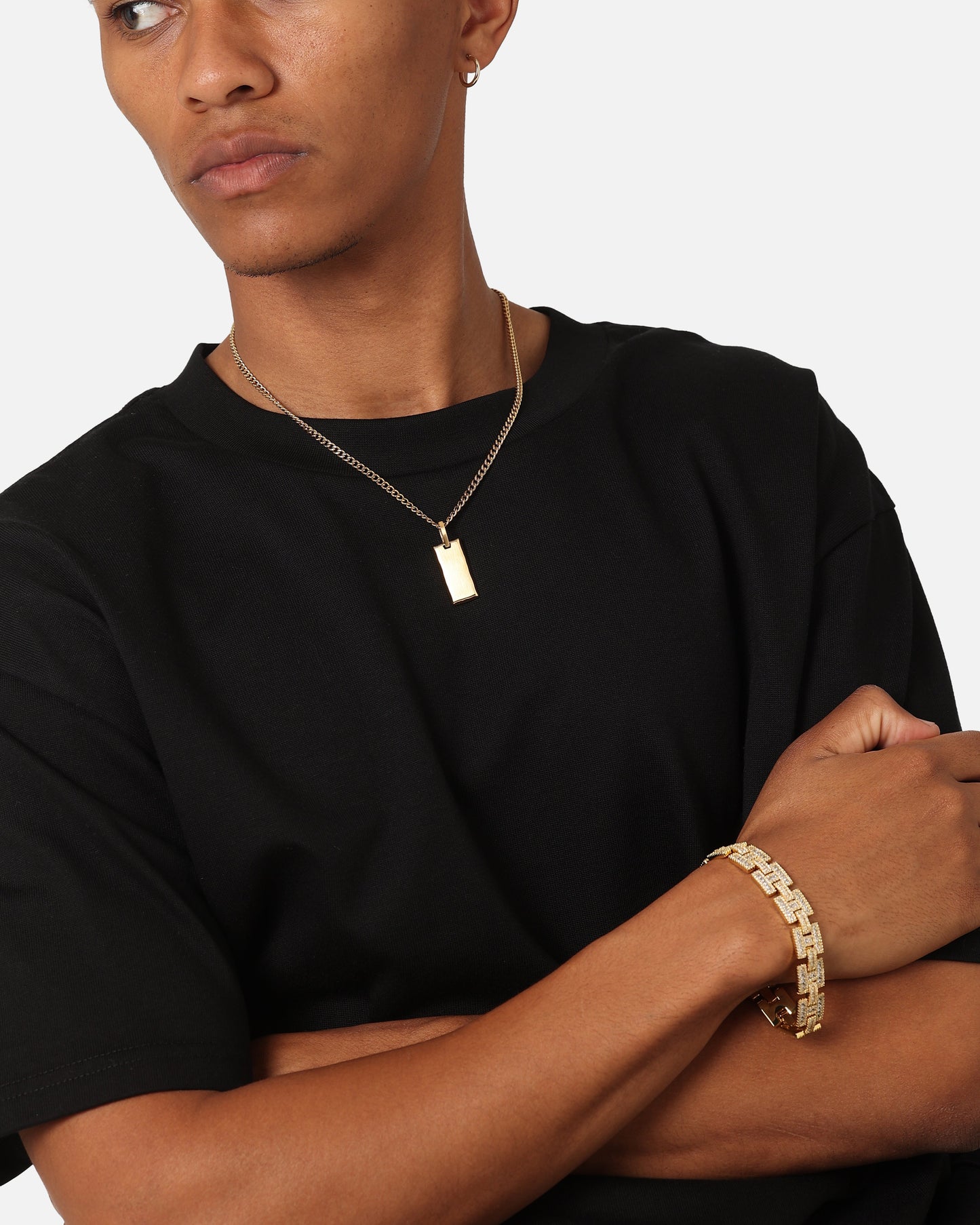 Saint Morta Baguette Interlink Bracelet Iced Gold