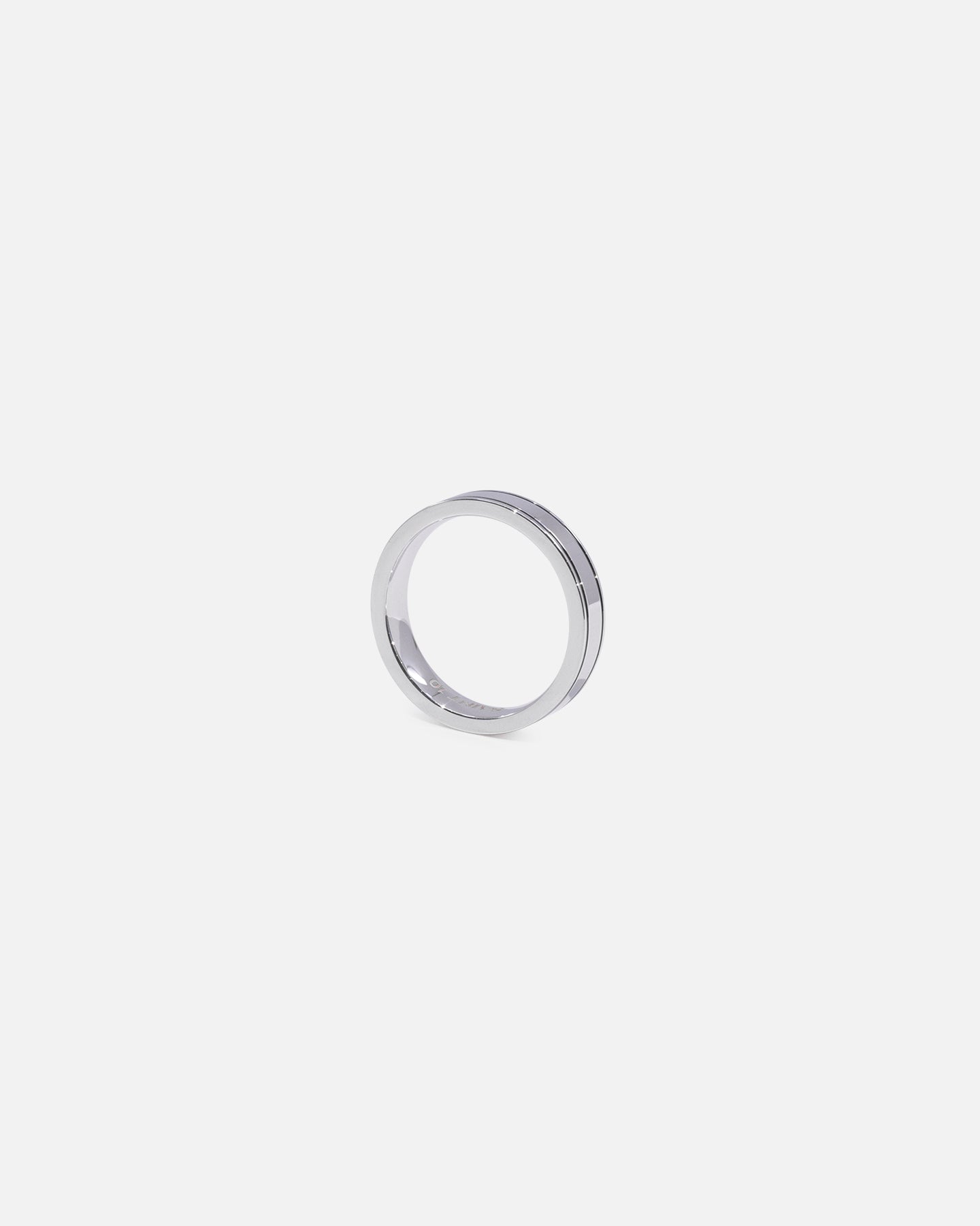 Saint Morta 5mm Black Etched Ring White Gold