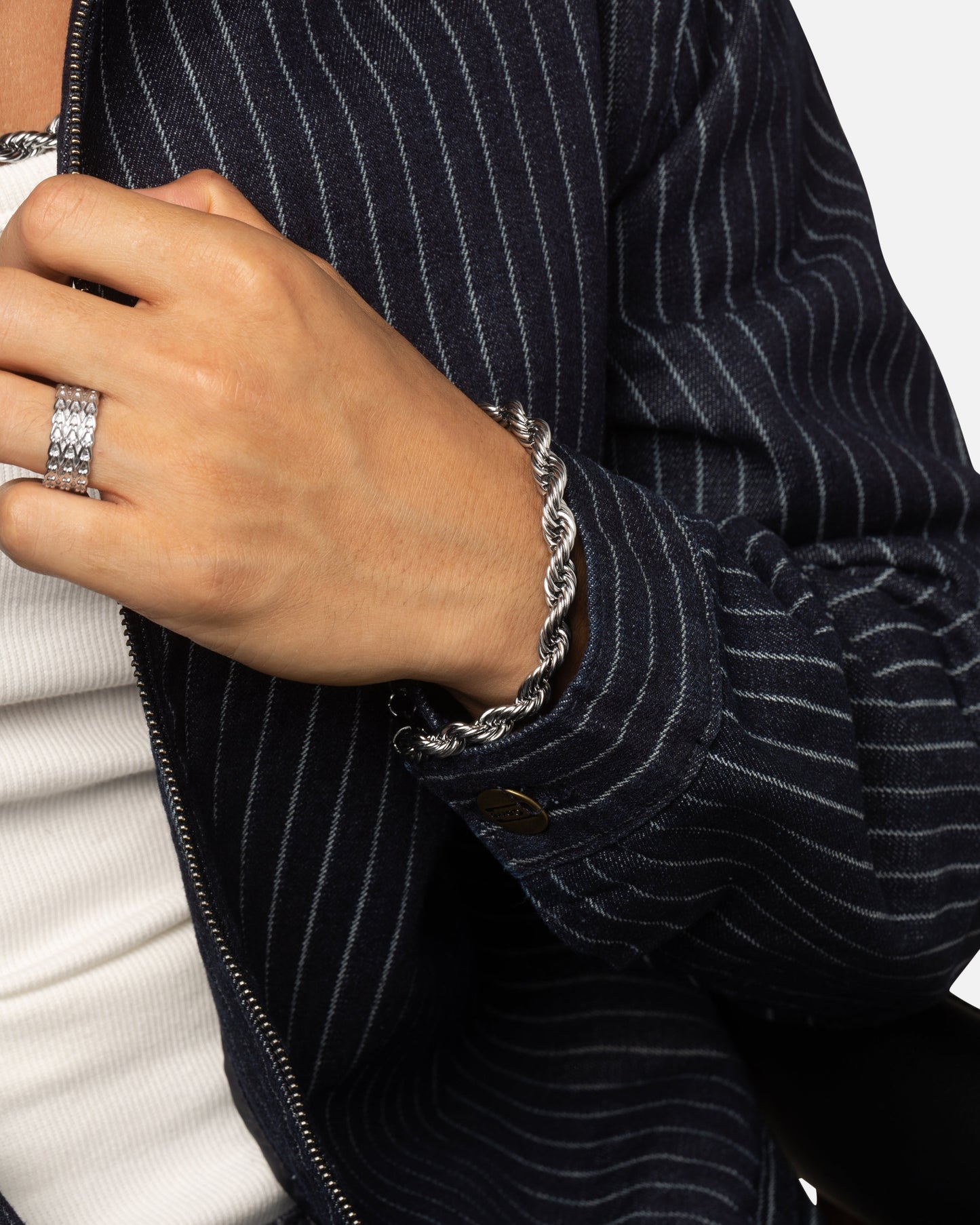 Saint Morta 8mm Rope Chain Bracelet White Gold