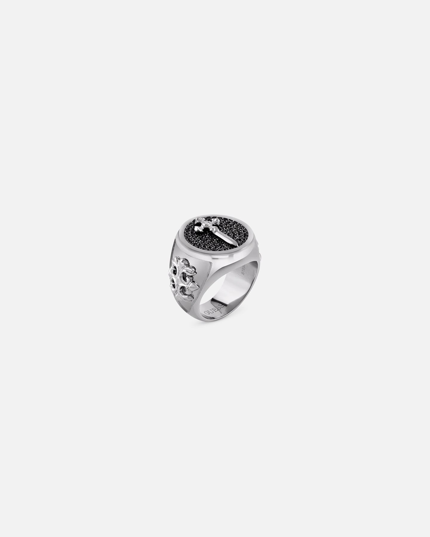 Guess Mainline Rebel Knight 18mm Dagger Crystal Ring Silver