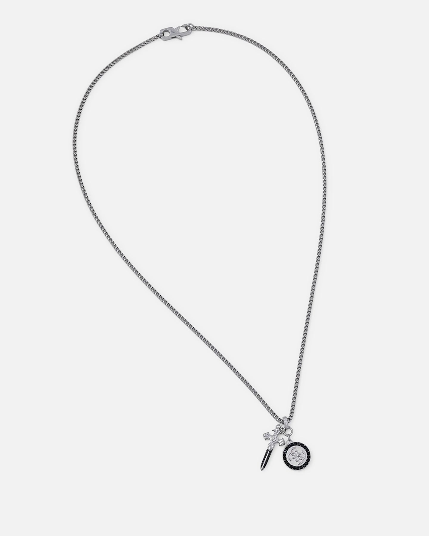 Guess Mainline Rebel Knight 26" 4G Coin And Dagger Necklace Silver