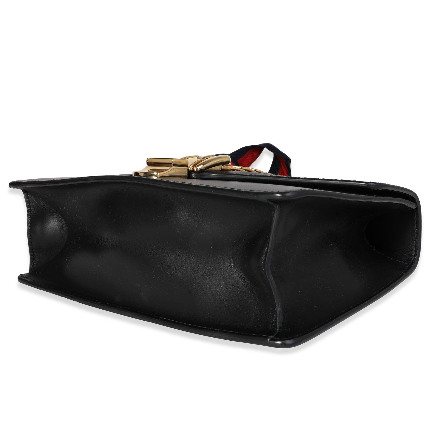 Gucci Black Smooth Leather & Web Small Sylvie Shoulder Bag
