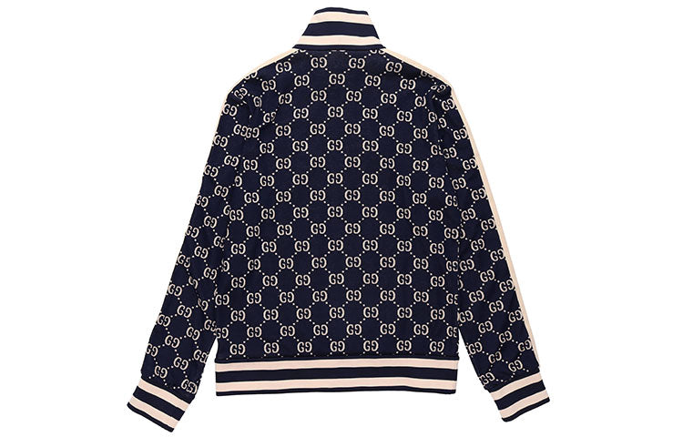 GUCCI Classic GG Cotton Jacquard Zipper Jacket Unisex Blue 496919-X9V05-4245
