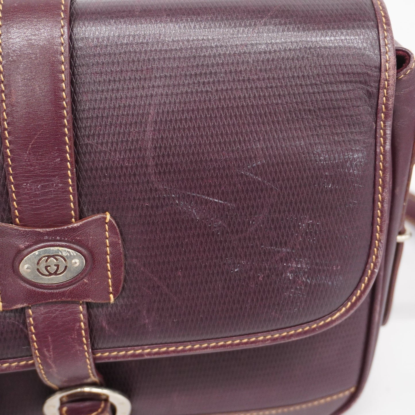 GUCCI  GG Canvas Shoulder Bag 001 106 0466 Women's Leather Bordeaux
