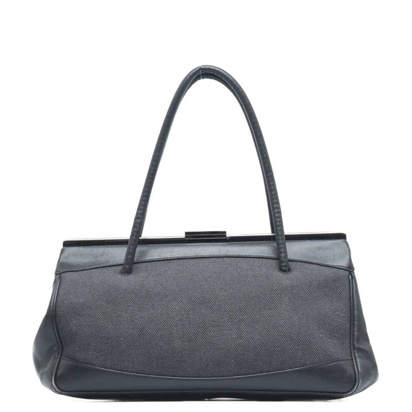 GUCCI Charm Handbag 92726 Black Canvas Leather Women's