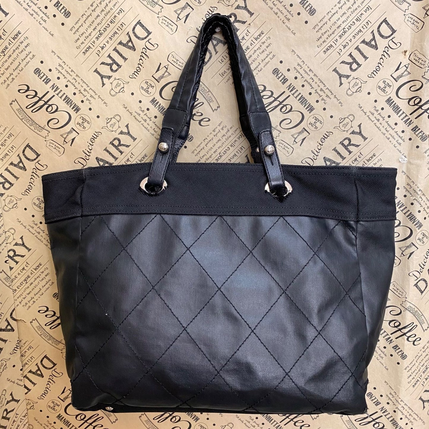 Chanel Paris Biarritz Tote Black CC Logo Business Travel