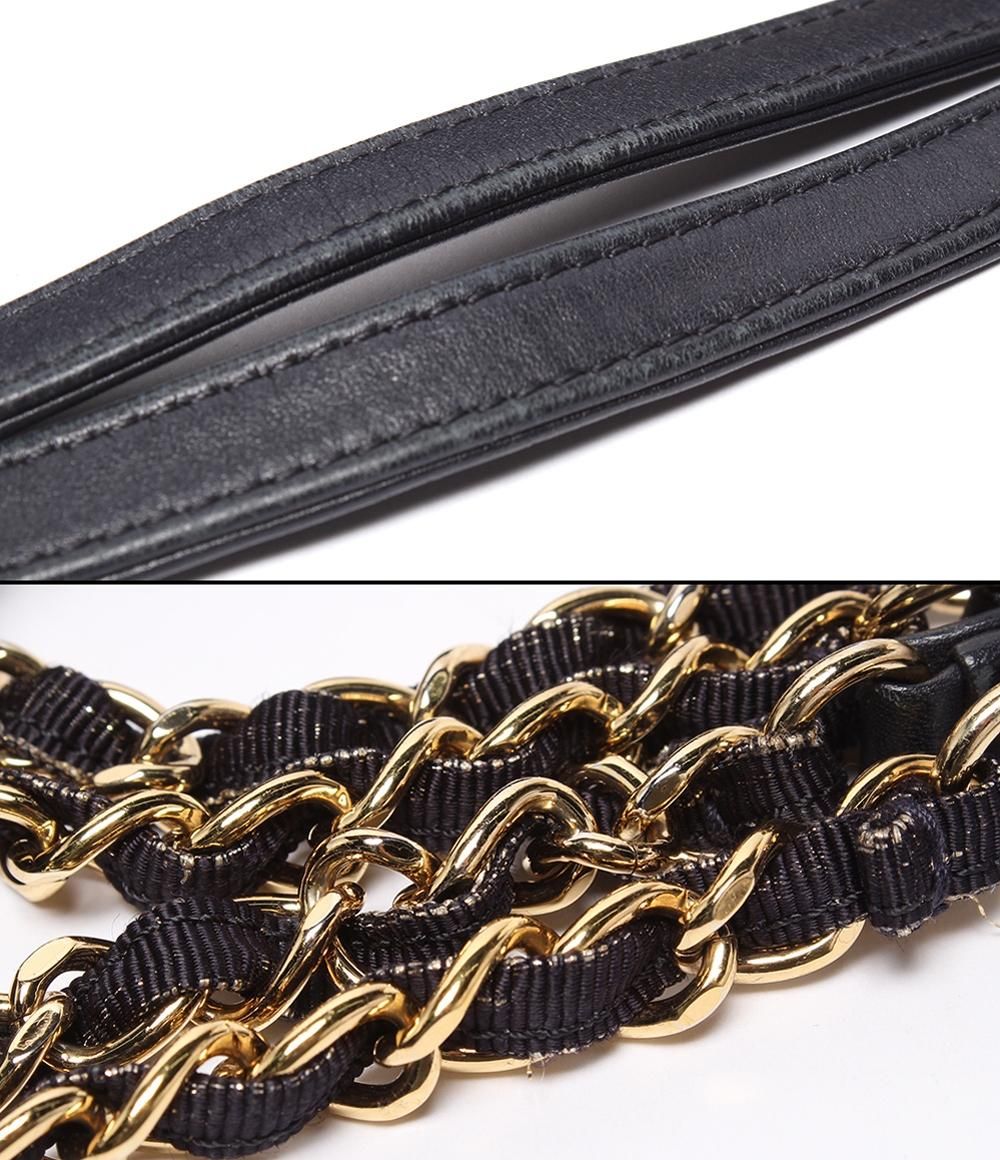 Chanel Tote Shoulder Gold Mixed Fiber Deauville MM