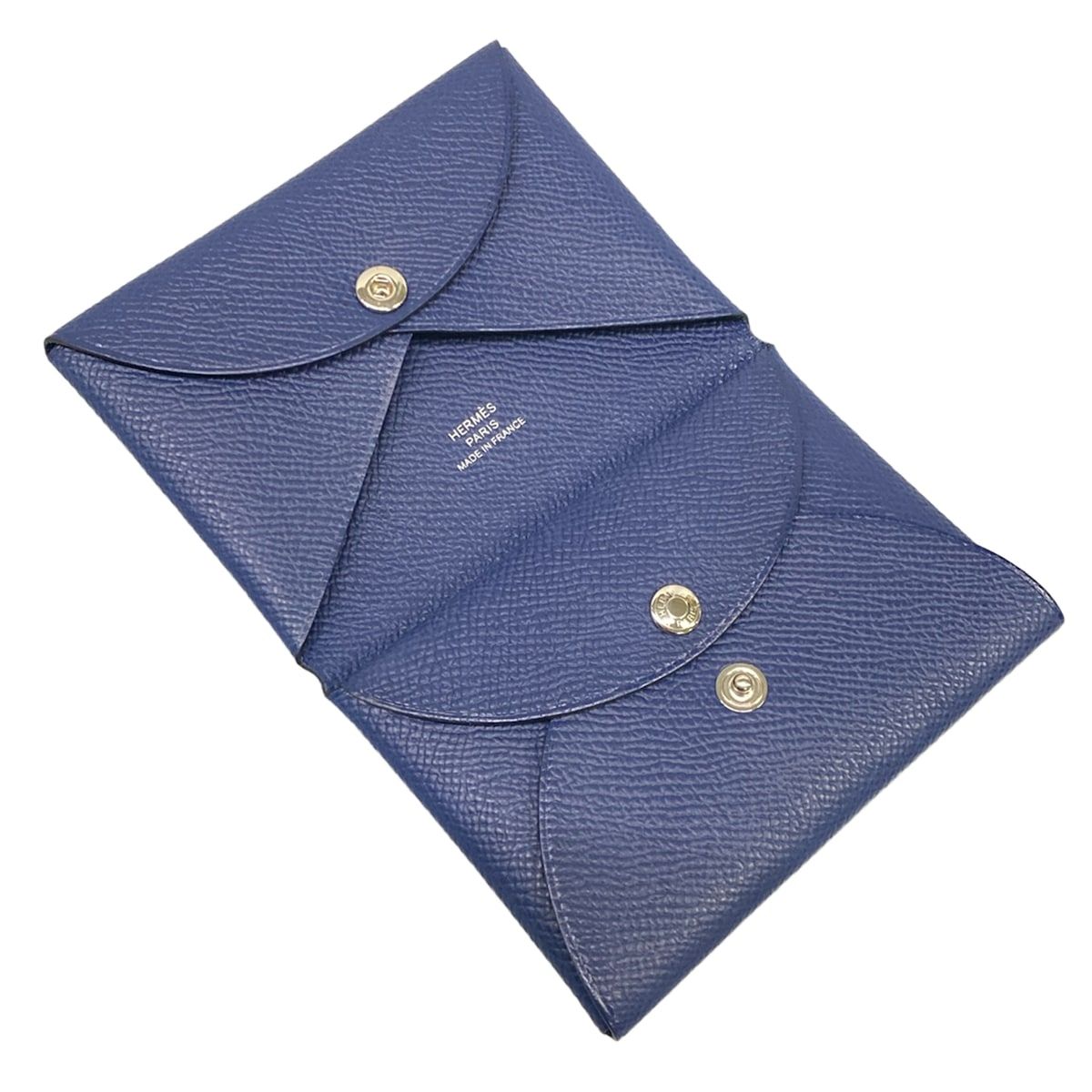 Hermes Coin Case Calvi Duo Blue Abyss Silver