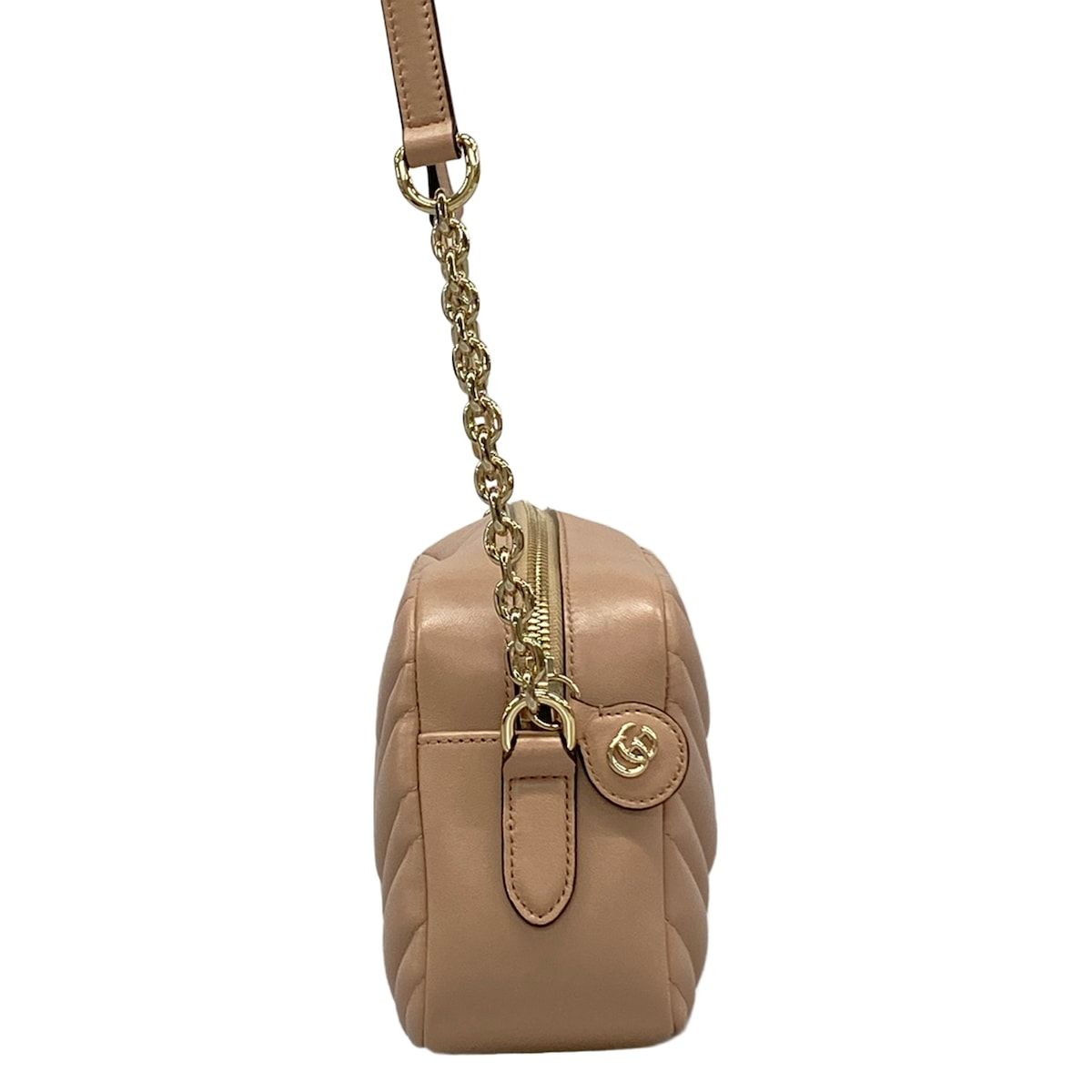 Gucci Shoulder Bag GG Marmont Small Pink Beige Chain Leather