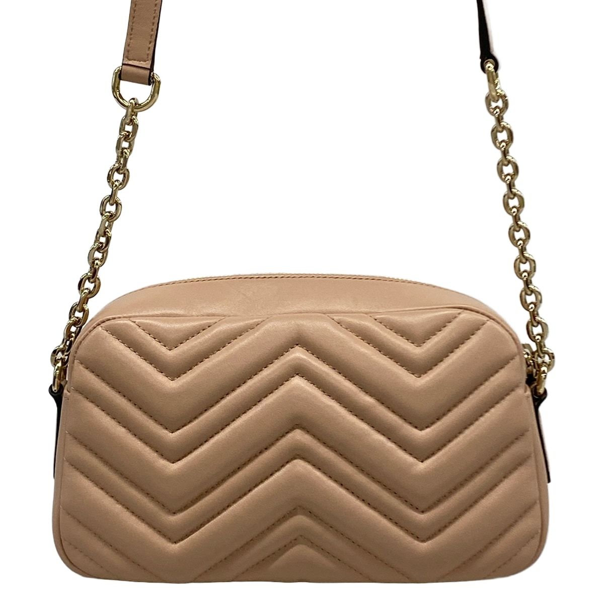 Gucci Shoulder Bag GG Marmont Small Pink Beige Chain Leather