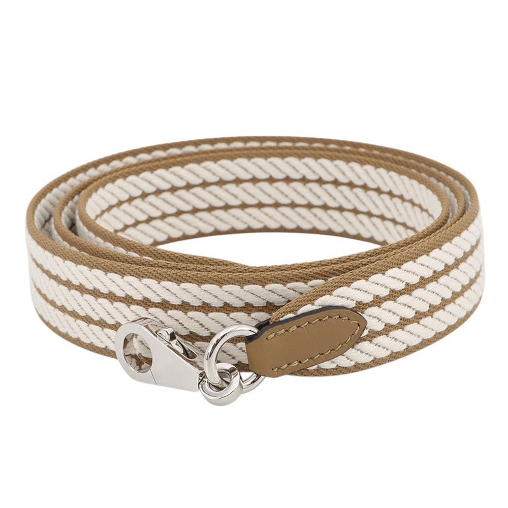 Hermes Shoulder Strap Bandouliere Sangle Cordage Biscuit White Silver