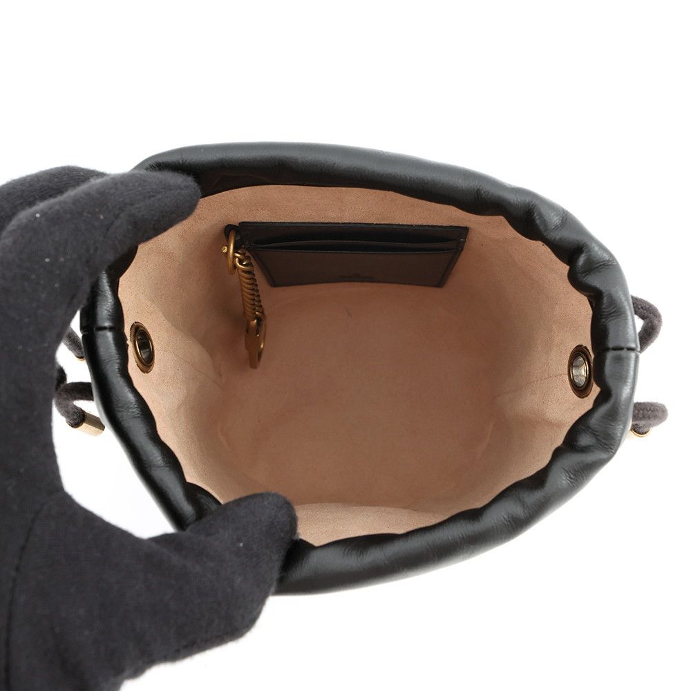 Gucci Chain Shoulder Bag GG Marmont Mini Quilted Black