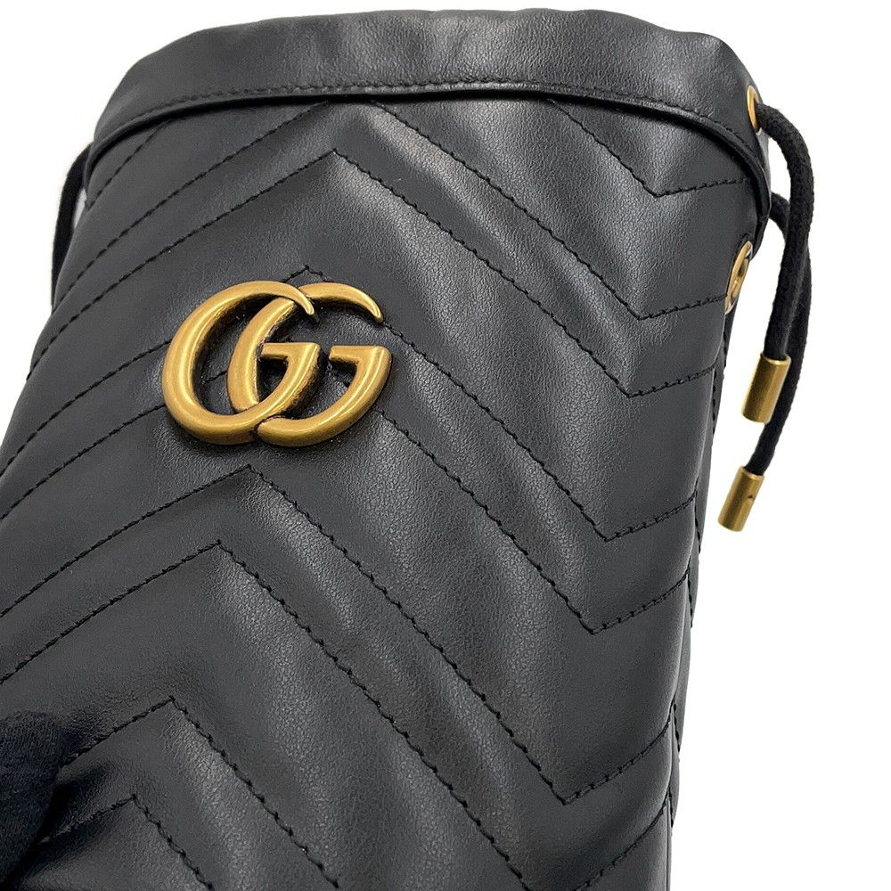 Gucci Chain Shoulder Bag GG Marmont Mini Quilted Black