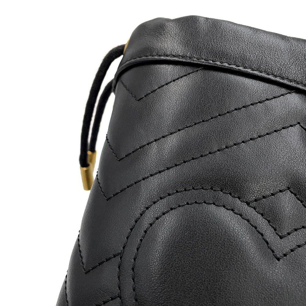 Gucci Chain Shoulder Bag GG Marmont Mini Quilted Black