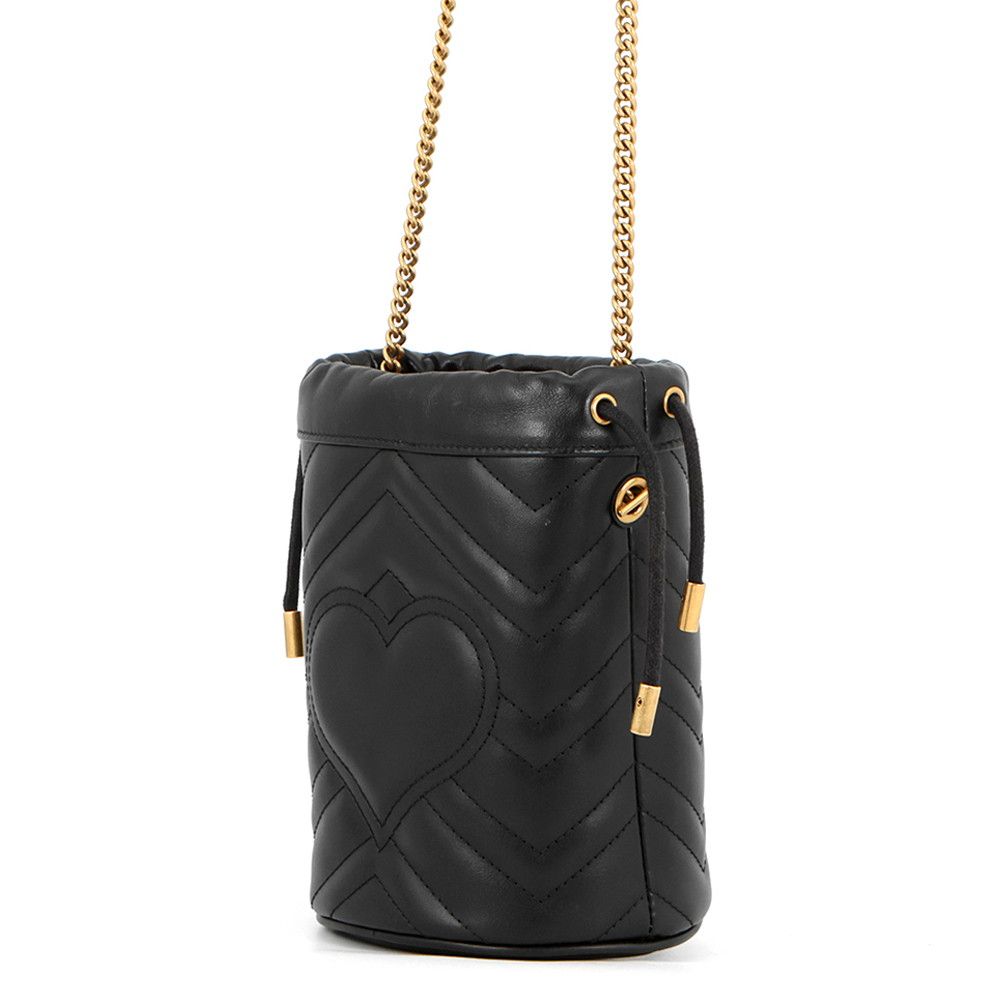 Gucci Chain Shoulder Bag GG Marmont Mini Quilted Black