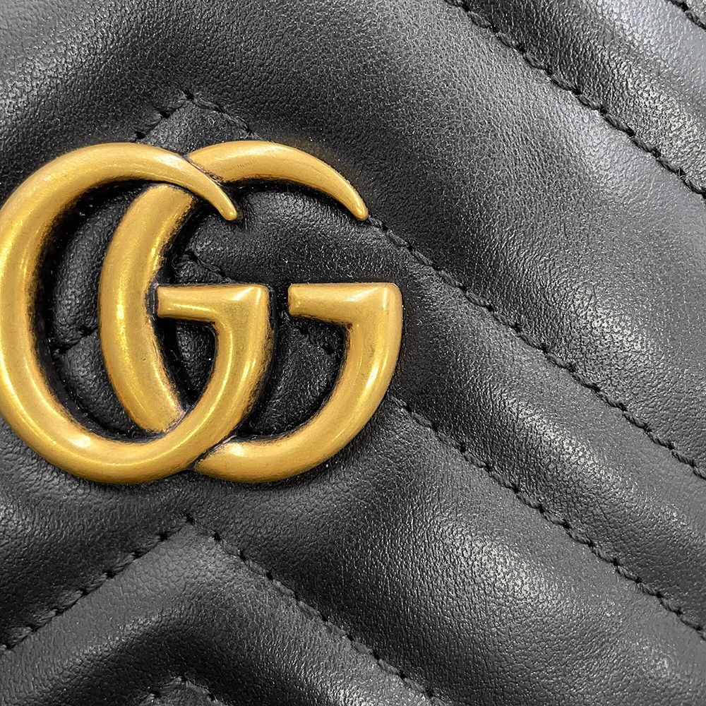 Gucci Chain Shoulder Bag GG Marmont Mini Quilted Black