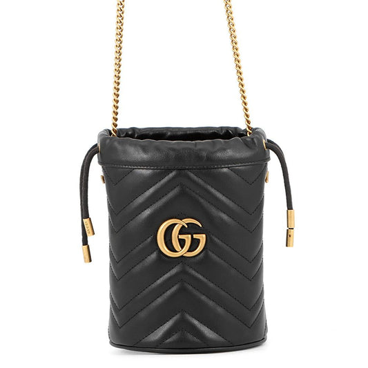 Gucci Chain Shoulder Bag GG Marmont Mini Quilted Black
