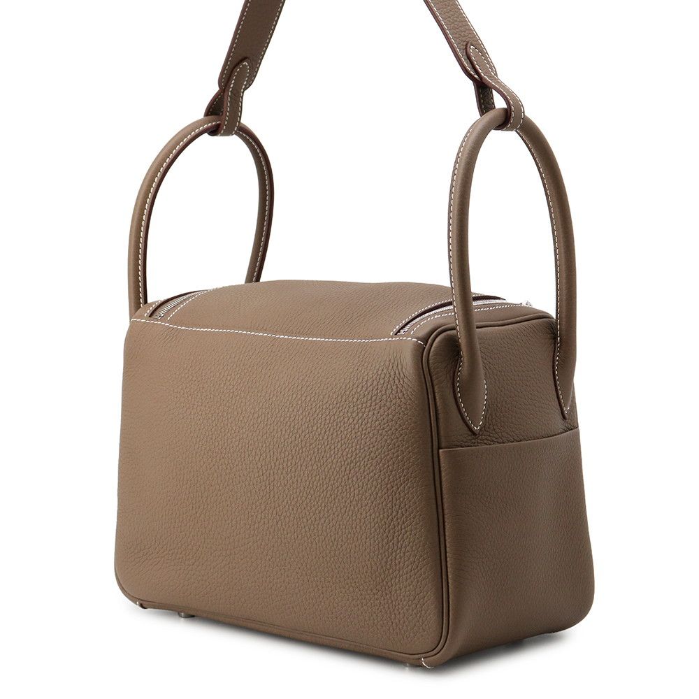 Hermes Lindy 26 Etoupe Silver Taurillon Clemence 2-Way Handbag