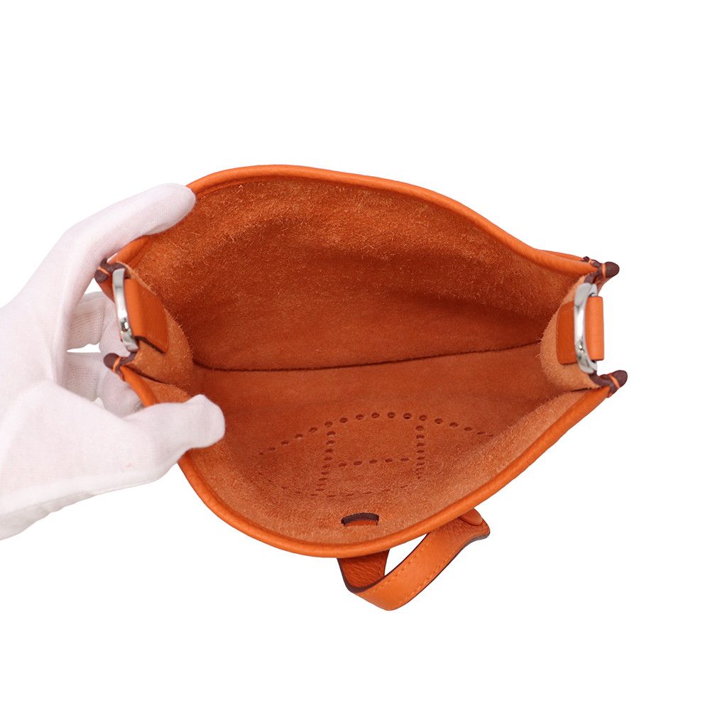 Hermes Shoulder Bag Evelyne 3 23 Orange Silver Taurillon Clemence