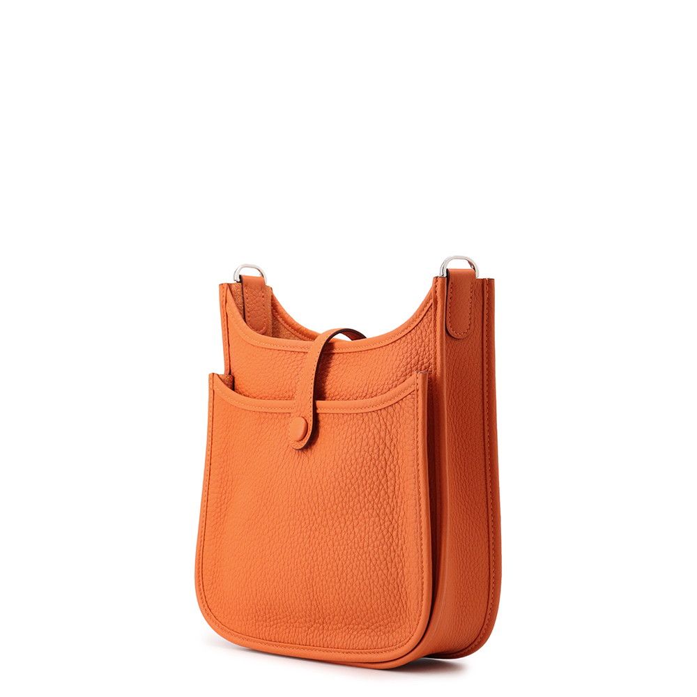 Hermes Shoulder Bag Evelyne 3 23 Orange Silver Taurillon Clemence