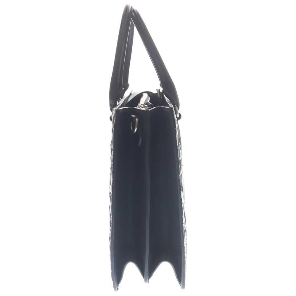 Gucci GG Supreme Arabesque Tote Beige Black Leather Silver